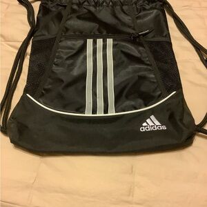 Adidas Black and White Drawstring Backpack